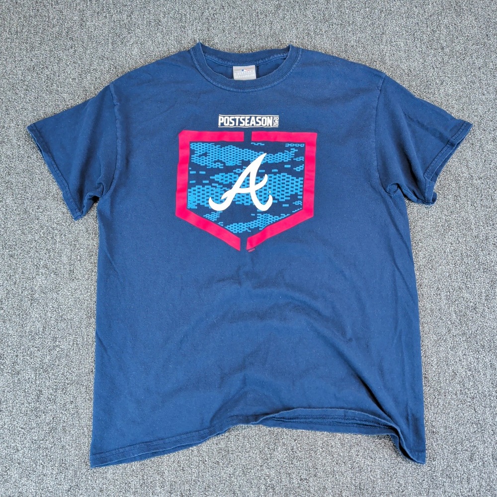MLB 2020 Postseason Atlanta Braves T-Shirt Youth Large Navy Blue 100% Cotton — photo 2